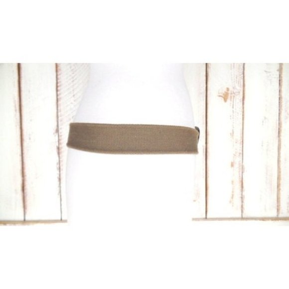 90s vintage metal studded faux leather canvas belt gold embroidered buckle main image 4